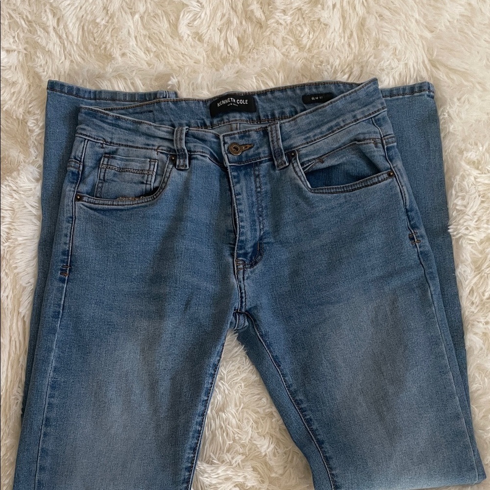 Kenneth Cole Men's Light Blue Slim Jeans